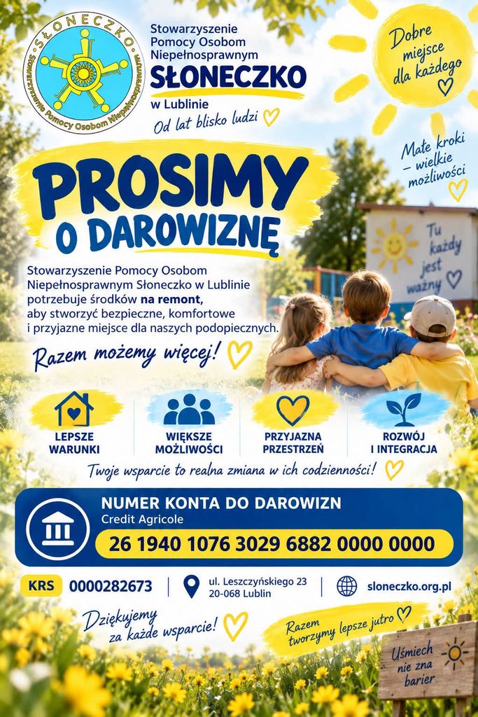 Prosimy o darowizny
nr konta 26 1940 1076 3029 6882 0000 0000